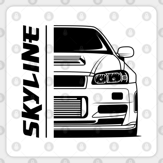 Front JDM Skyline R34 Sticker by GoldenTuners